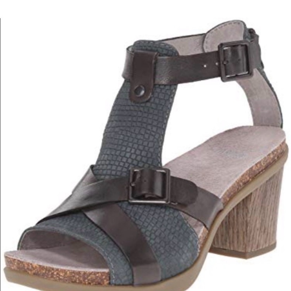 Dansko Dominique brown Teal Strappy Block Heel Sandals 38 7 - Picture 2 of 11